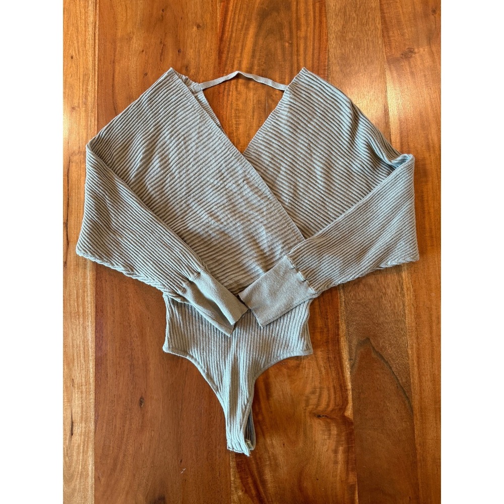 Le Lis Green Long Sleeve Sweater Bodysuit Size S